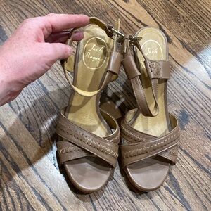 Jack Rogers size 8 espadrilles wedges brown leather